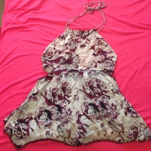 ANGL floral romper with side cutouts