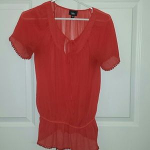 Mossimo Bright Orange Sheer Tunic Top