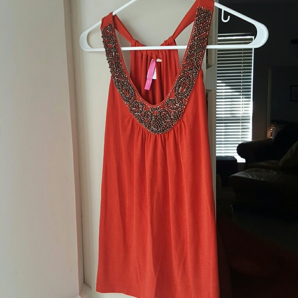Trendy burnt orange with beaded detail top - Picture 1 of 3