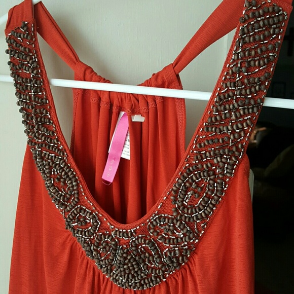 Trendy burnt orange with beaded detail top - Picture 2 of 3