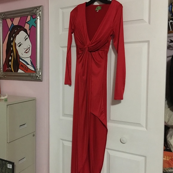 Red high/low dress - Picture 3 of 4