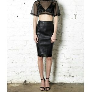 Missguided  Crocodile Skin Mesh Trim Pencil Skirt