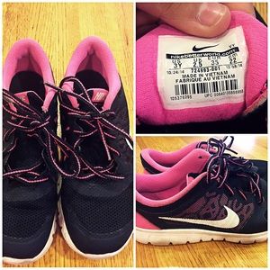 Pink and black Nike's