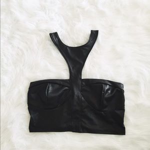 Black leather Crop top