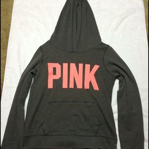 PINK Victoria's Secret grey and peach sweatshirt