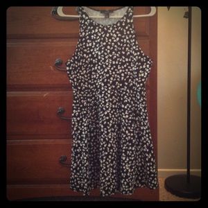 Black and white floral skater dress