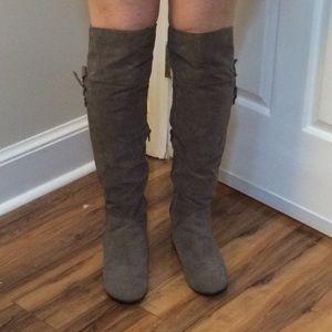 Grey Knee High Boots