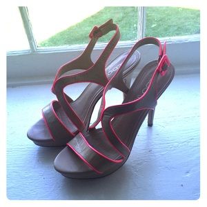 Aldo nude and hot pink heels