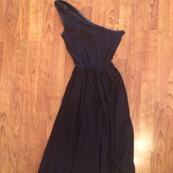 🌀American Apparel Baby Rib One Shoulder Dress LBD - Picture 2 of 3