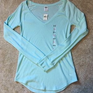 NWT! PINK V Neck Long Sleeve Thermal