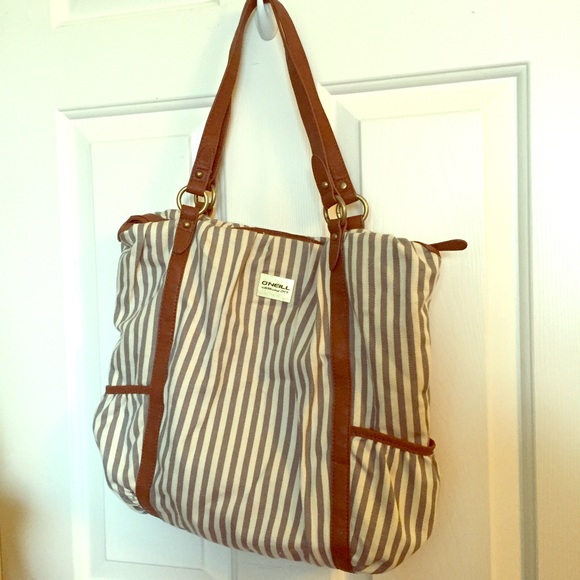 Striped Canvas Tote Bag