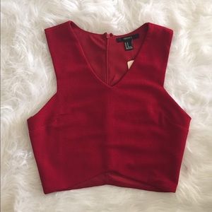 Red Knit Crop Top