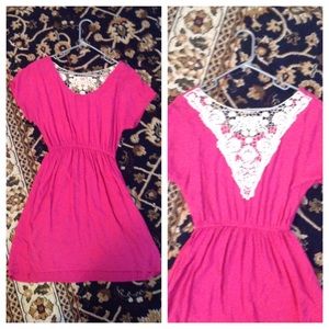 Pink lace back dress