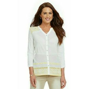 Reba Embellished Knit Woven Blouse