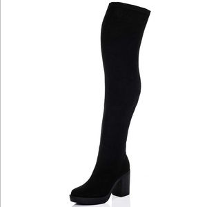 Over the knee black suede boots