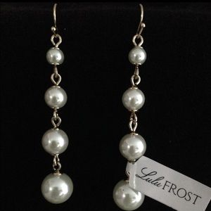 LULU FROST 3 TIER DROP PEARL & GOLD EARRINGS