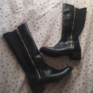 Leather, zipper women's fashion boots