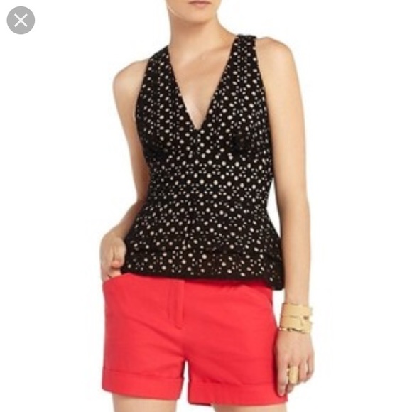 BCBGMaxAzria Karlie Peplum Keyhole Back Tank