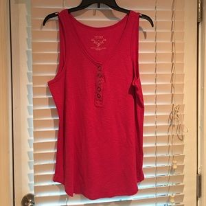 New Sonoma XL tank Henley- style fuchsia