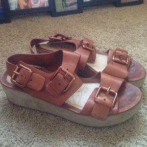 Michael Kors Brown Leather Flatform Wedge