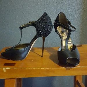 Sam Edelman Black T Strap Studded Back 6.5