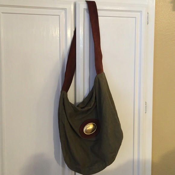 Olive/brown vintage hobo bag