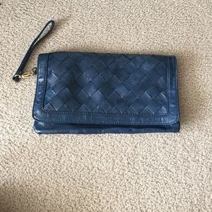 Navy blue clutch.
