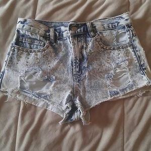Acid Wash High Waisted Shorts