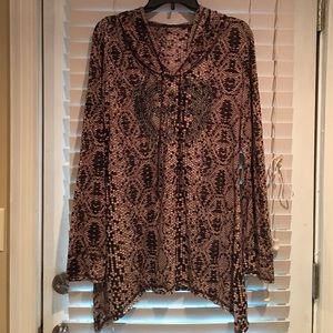 Cristina V angel wing rhinestone tunic/hoodie XL