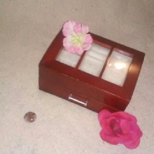 REDUCED PRICE Wood and glass Jewelry box