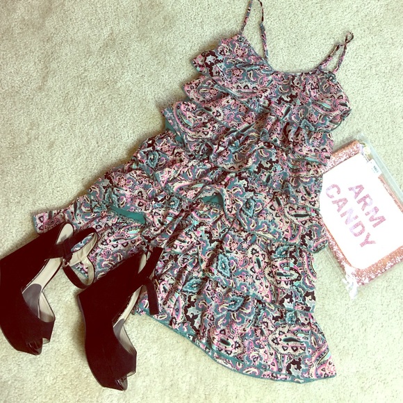 Ruffled Floral Print Tunic