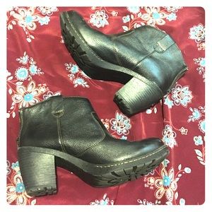 Black Leather High Heeled Ankle Boots