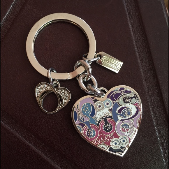 New Coach Poppy Heart Keychain
