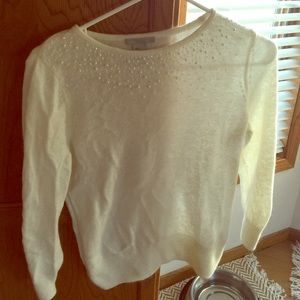 H&M beaded ivory sweater