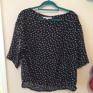 Loft Black Sheer Polka Dot blouse