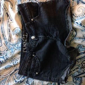 Faded black jean shorts