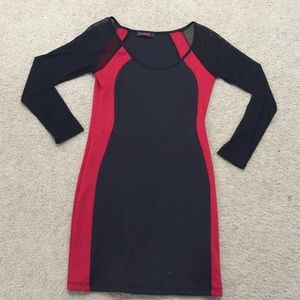 Tight fitted red and black dress