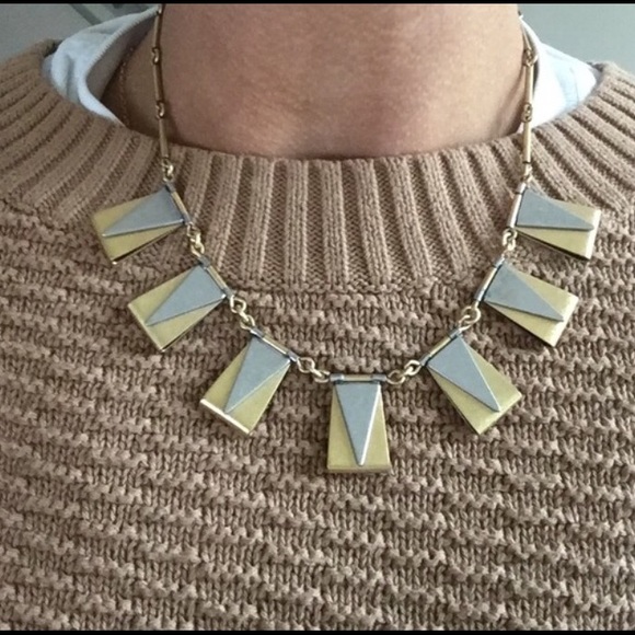 J.Crew gold & silver geometric necklace