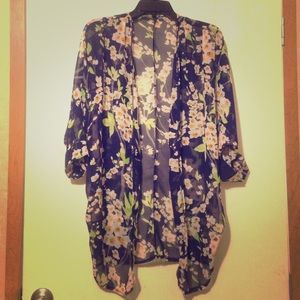 Chiffon floral print cardigan