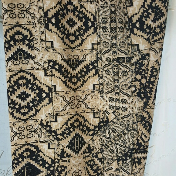 Beige and Black Ethnic Print Pants - Picture 2 of 2