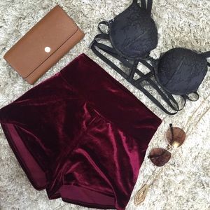 Velvet Fold-over Booty Shorts