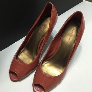 Orange Peep-Toe Heels