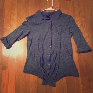 Ann Taylor Tie bottom Button Up