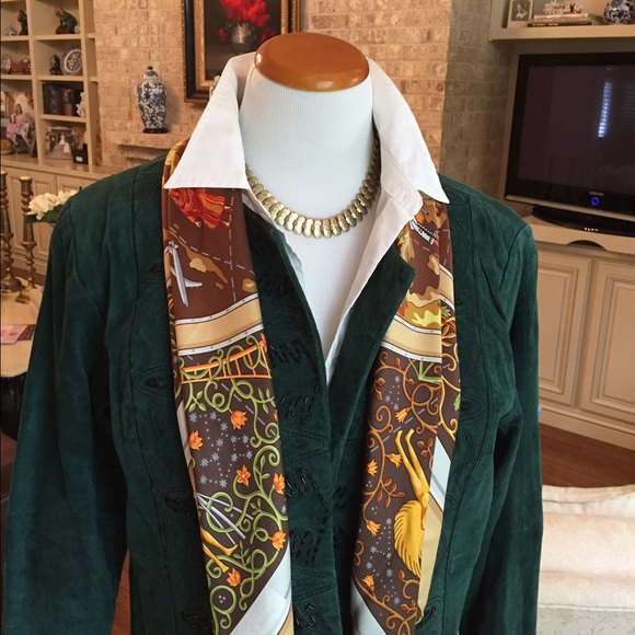 Forest green suede blazer jacket size large