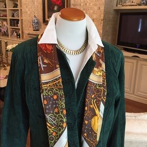 Forest green suede blazer jacket size large