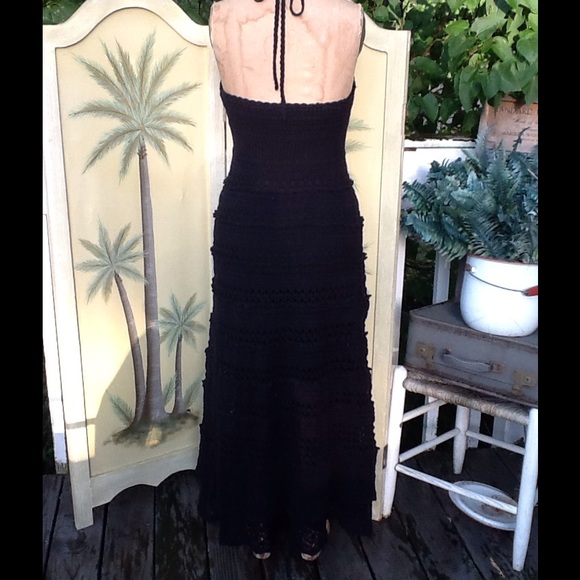 VTG MODA INTERNATIONAL CROCHETED HALTER MAXI DRESS - Picture 4 of 4
