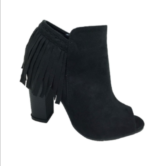 Open Toe Fringe Booties