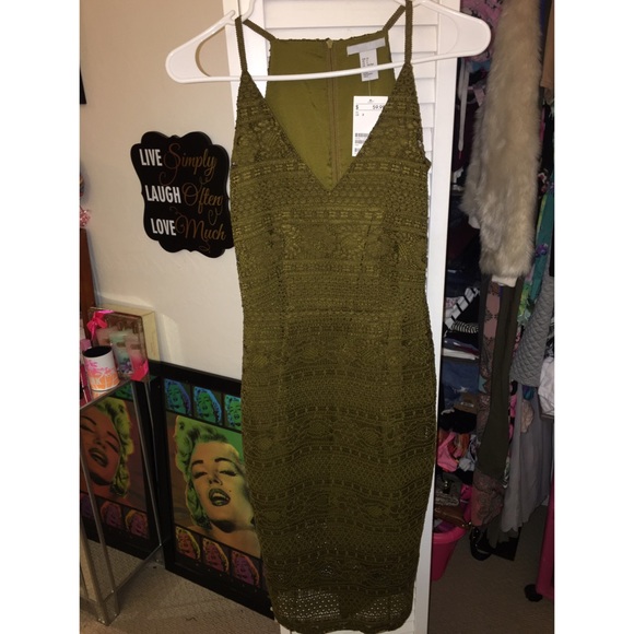 H&M olive lace tight fit dress NWT never worn