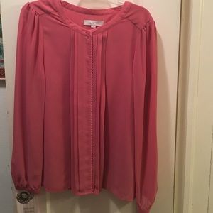 Pink LOFT long sleeve blouse