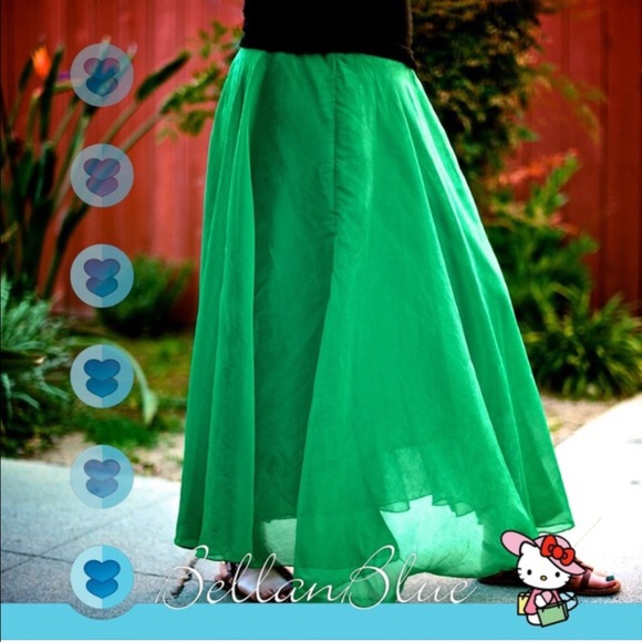 CHRISTY flowy maxi skirt - GREEN - Picture 3 of 4